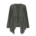 thumbnail image 4 of Wyobmus Women's Faux Suede Draped Front Cardigan Long Sleeve Open Front Waterfall Irregular Hem Jackets Lighweight Fall Fashion Outwear Coat Dark Gray, 4 of 9