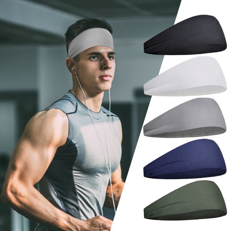 5 Pcs Sports Headbands for Men Moisture Wicking Workout  display picture 3