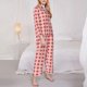 thumbnail image 3 of Fotbe Checkered Christmas With Snowflakes Conjunto de Pijama de Manga Larga para Mujer con Estampado, Ropa de Dormir de 2 Piezas, Conjunto de Casa Suave y Cómodo con Bolsillos-Small, 3 of 7