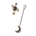 thumbnail image 2 of Pendientes asimétricos para mujer, diferentes formas, diseño de planeta y luna, dorados., 2 of 12