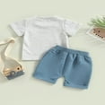 thumbnail image 4 of POINTERTECK Kid Pants Suit  Boy Short Sleeve Round Neck Letters Tops + Casual Street Drawstring Short Pants  Grey 2-3 Years, 4 of 8