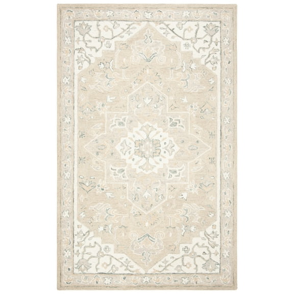 SAFAVIEH Micro-Loop Emilija Oriental Area Rug, Light Grey/Ivory, 2'6" x 4'