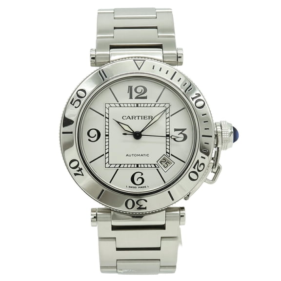 Pre-Owned Cartier Pasha Seatimer, silver dial, automatic transmission, men's watch, W31080M7