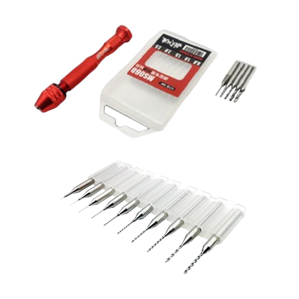 Model Making Assembling Jewelry Pin Vise Hand Drill Bits kit- Includes 1PC Steel Hand Drill and 10 PCS Drill Bits for DIY Model Resin 
