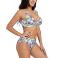 thumbnail image 2 of Rocae Strawberry And Flowers for Bikini Set for Women Two Piece Sexy High Swimsuits Split Crossover Bikini X-Large, 2 of 9