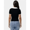 thumbnail image 2 of Women's Summer Short Sleeve Shirt V-Neck Collar Pullover Tops Lightweight Knit Polo Shirt, 2 of 4