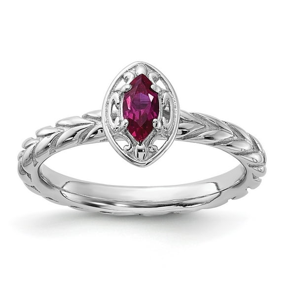 Auriga Fine Jewelry 925 Sterling Silver Created Ruby Ring for Women Size- 10