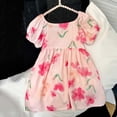 thumbnail image 5 of Iyufng Floral Printed Dresses for Girls A-line Dress Summer Short Sleeve Cotton Dresses, 5 of 5