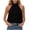Black, variant on Qingpeng Womens Chiffon Halter Tops Open Back Mock Neck Sleeveless Tanks Flowy Bubble Hem Cami Going Out Crop Tops