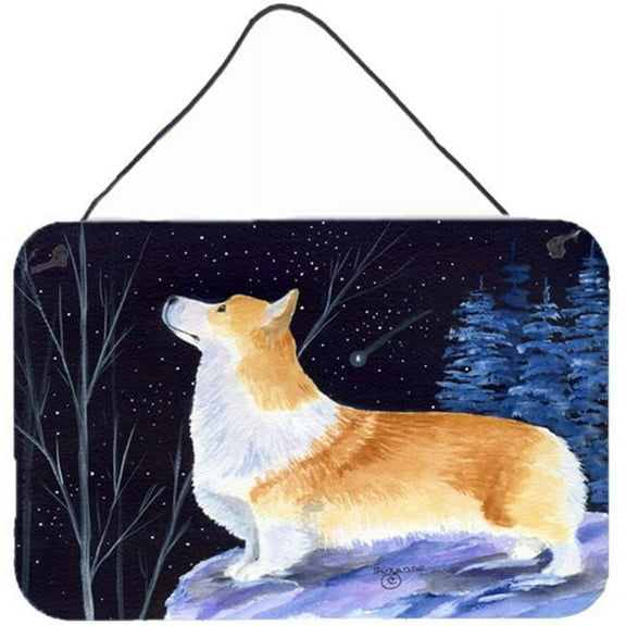 Starry Night Corgi Indoor Aluminium Metal Wall Or Door Hanging Prints