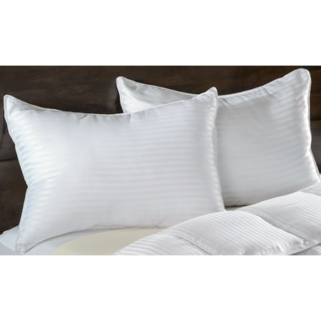 Superior Hypoallergenic Down Alternative Striped Pillows, King, White