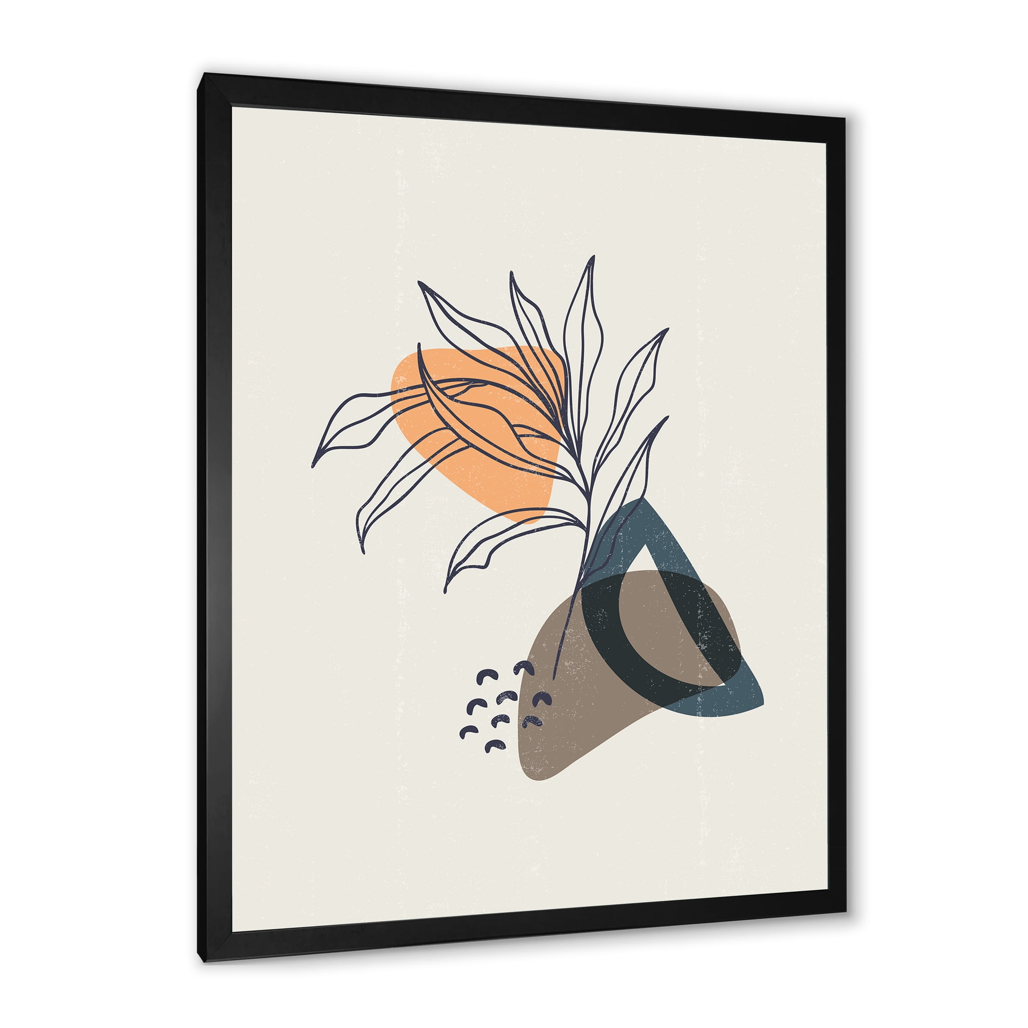 Designart 'Minimalist Shapes With Ancient Plant I' Modern Framed Art Print
