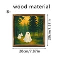 thumbnail image 3 of JHyouerji Cute Halloween Ghost Wall Art Wooden Framed Print for Bedroom Study Living Room Entryway Party Decor, 3 of 7