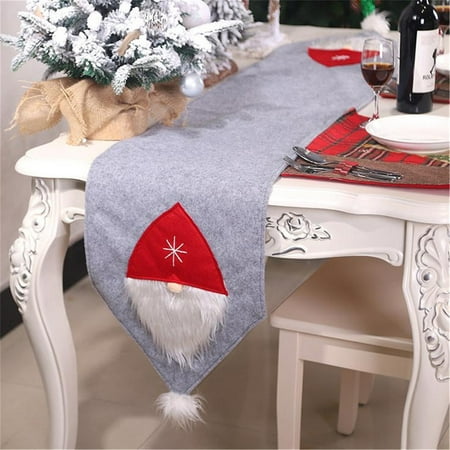 

Guvpev Christmas Table Runner Gnomes Table Runner Elf Christmas Tree Flower Tablecloth Mats Kitchen Dining Table Burlap Linen for Indoor Outdoor Home Party Decor 13 x 70 Inch