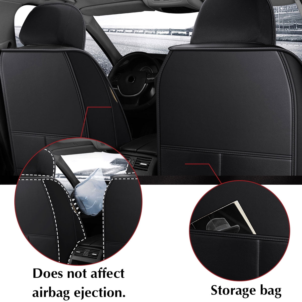 Audew 1 Piece Front Car Seat Cover PU Leather, Breathable and Soft Auto Seat Protector Universal Fit for Sedan SUV Pickup Van, Blue
