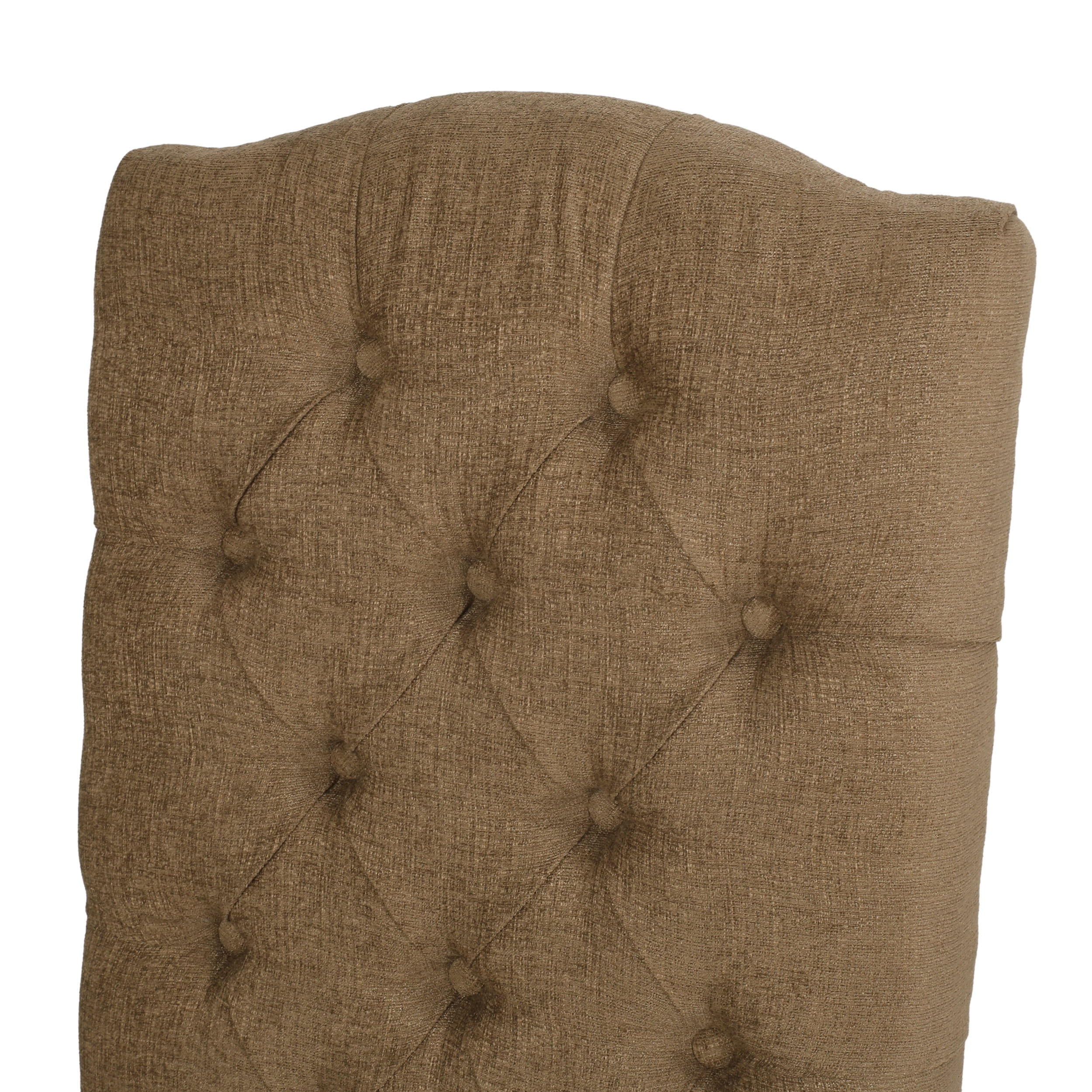 Noble House Tuttle Indoor Fabric Tufted Dining Chairs, Set of 2, Dark Beige, Natural
