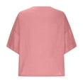 thumbnail image 4 of ECZHAW Cotton Linen Tops for Women Plus Size Half Sleeve Shirt Boho Loose fit Tunic Summer Work Oversized Blouse, 4 of 6