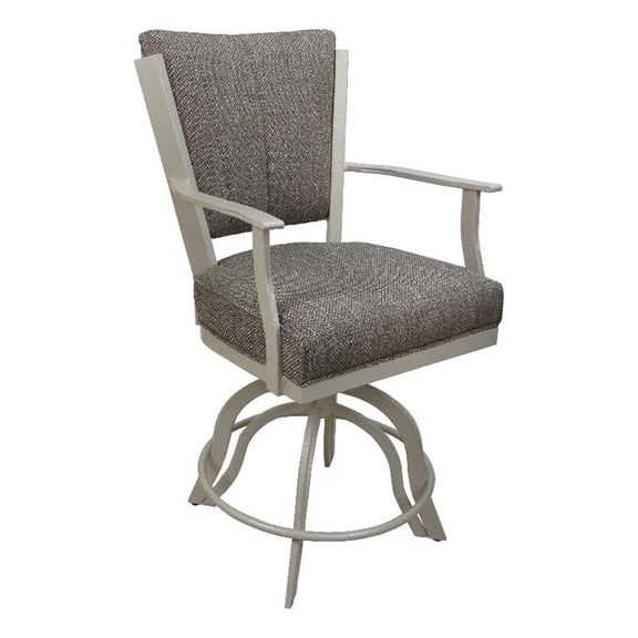 Montana Swivel Counter 26" Metal BarStool-Plumley Cocoa Brown Fabric-Beige Frame