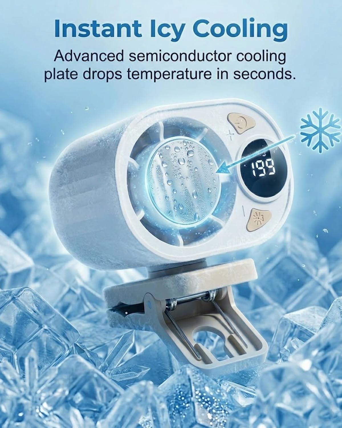 2026 Car Clip on Air Conditioner Fan with LED Display - 360° Rotation, 199 Speeds & Semi-Cooling Technology, USB Rechargeable Personal Fan, Hands-Free Clip on Fan for Cars, Work, Camping (C-Black)