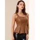 thumbnail image 2 of Allegra K Top Corto Para Mujeres Pu Bustier De Cuero Punk Gótico Corsé Peplum Marrón S, 2 of 6