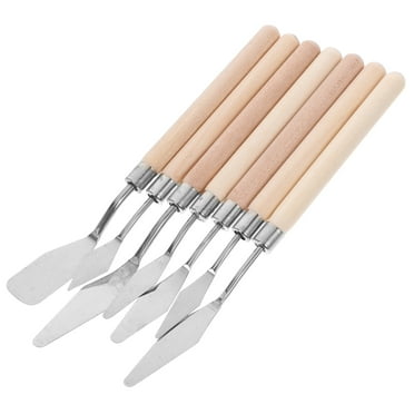 OUNONA 7 Piece Palette Knife Set with Stainless Steel Spatulas and Wooden Handles for Oil Painting on Canvas