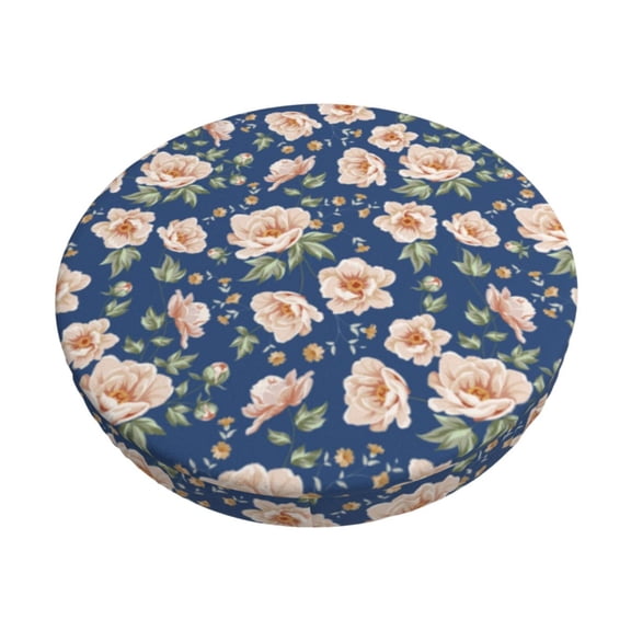 Kdxio Flower Print Stool Covers Round,Stretch Round Bar Stool Covers Washable Bar Stool Cushion Slipcover for 12-15 Inch Chair