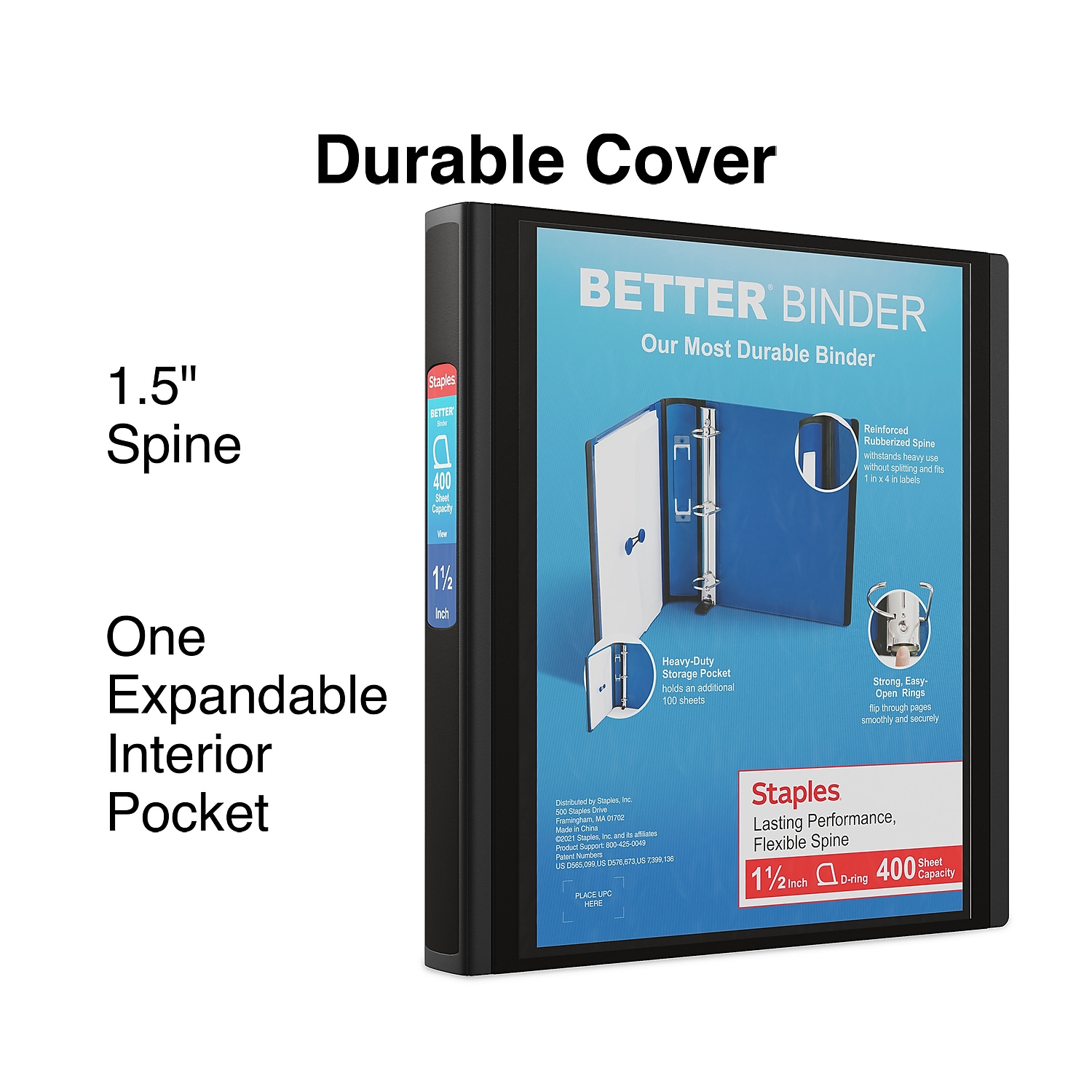 Staples 1.5" 3Ring Better Binder Black (13394) 648821