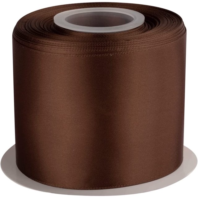 GFDYREE 3" Inch Double Faced Satin Ribbon Brown Solid Polyester Craft Ribbon - 25 Yards Perfect for Gift Wrapping, Crafts, Wreath, Wedding Party Ceremony Decoration, Floral Arrangement, Sewi