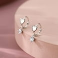thumbnail image 4 of Sterling Silver Small Love Heart Huggie Hoop Earrings for Women Tiny CZ Heart Hoop Earrings Huggie Valentines Day Earrings, 4 of 5