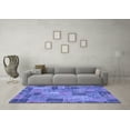 thumbnail image 3 of Ahgly Company Machine Washable Indoor Round Patchwork Blue Transitional Area Rugs, 3' Round, 3 of 4