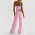 thumbnail image 5 of CHUMUD Two Piece Sets for Women Petite Wide Leg Pants Set Summer Outfits Sleeveless Spaghetti Strap Cami Top Trousers Lounge Matching Sets Casual Gym Workout Running, 5 of 9