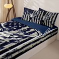 thumbnail image 3 of Manfei Vintage Flag Zipper Full Size Comforter Sets with Fitted Sheet and 2 Pillowcases,Wild Deer Zipper Bedding Set,Navy White,Navy Blue Reversible,4pcs, 3 of 8