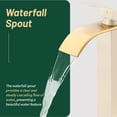 thumbnail image 5 of Cobbe Single Handle Single Hole Waterfall Bathroom Sink Faucet with Deck Plate and Pop-Up Drain Assembly Brushed Gold, 5 of 10