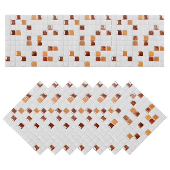 Uxcell 10Pcs Mosaic Tile Stickers, 15x15cm Wallpaper Self-Adhesive Sticker Backsplash for Kitchen Bathroom (Style 11)