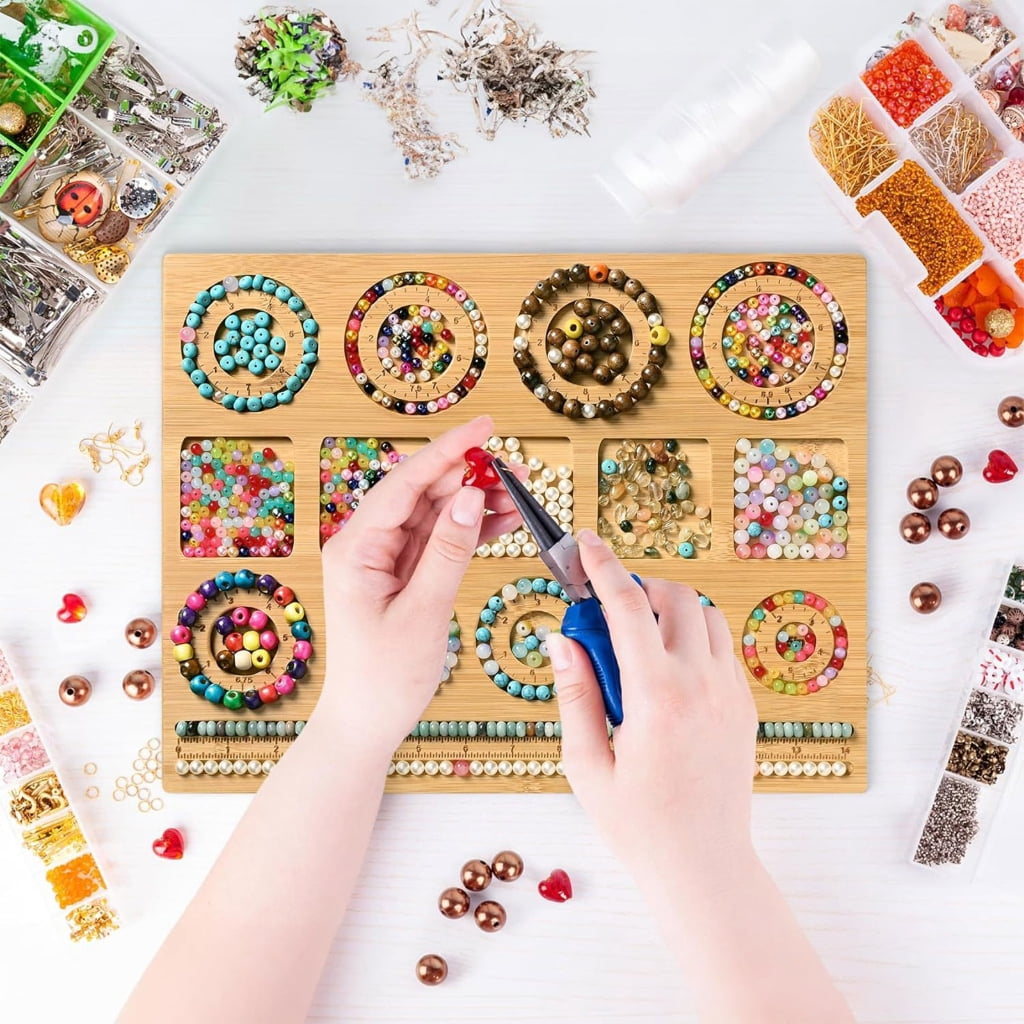 Necvior Wooden Bead Plate Jewelry Crafting Tool Jewelry Beading Designs Tray for Bracelet Necklaces Ornament Making Boards