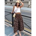 thumbnail image 4 of Women's Polka Dot High Waist Light-Weight Gathered Hem Casual Flowy A Line Midi Skirt Brown S, 4 of 10