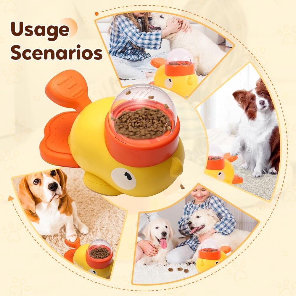 Duck Cat Treat Dispenser, Interactive Slow Feeder & Toy with Button for Mental Stimulation, Fun Treat Release for Cats and Small Dogs