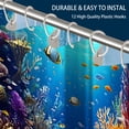 thumbnail image 4 of LVRLVR 1/4 Underwater world Ocean Fabric Shower Curtain Rug Set - Vibrant Coral Reef Underwater Bath Mat Bathroom Decoration,Blue, 70.8" × 70.8", 4 of 8