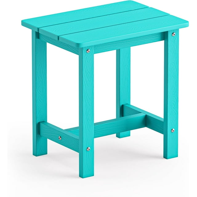 Table d'Appoint Extérieure, Petite Table Extérieure en HDPE, Petite Table Résistante aux Intempéries pour Patio, Terrasse, Véranda, Bleu Aruba, Usage Intérieur/extérieur