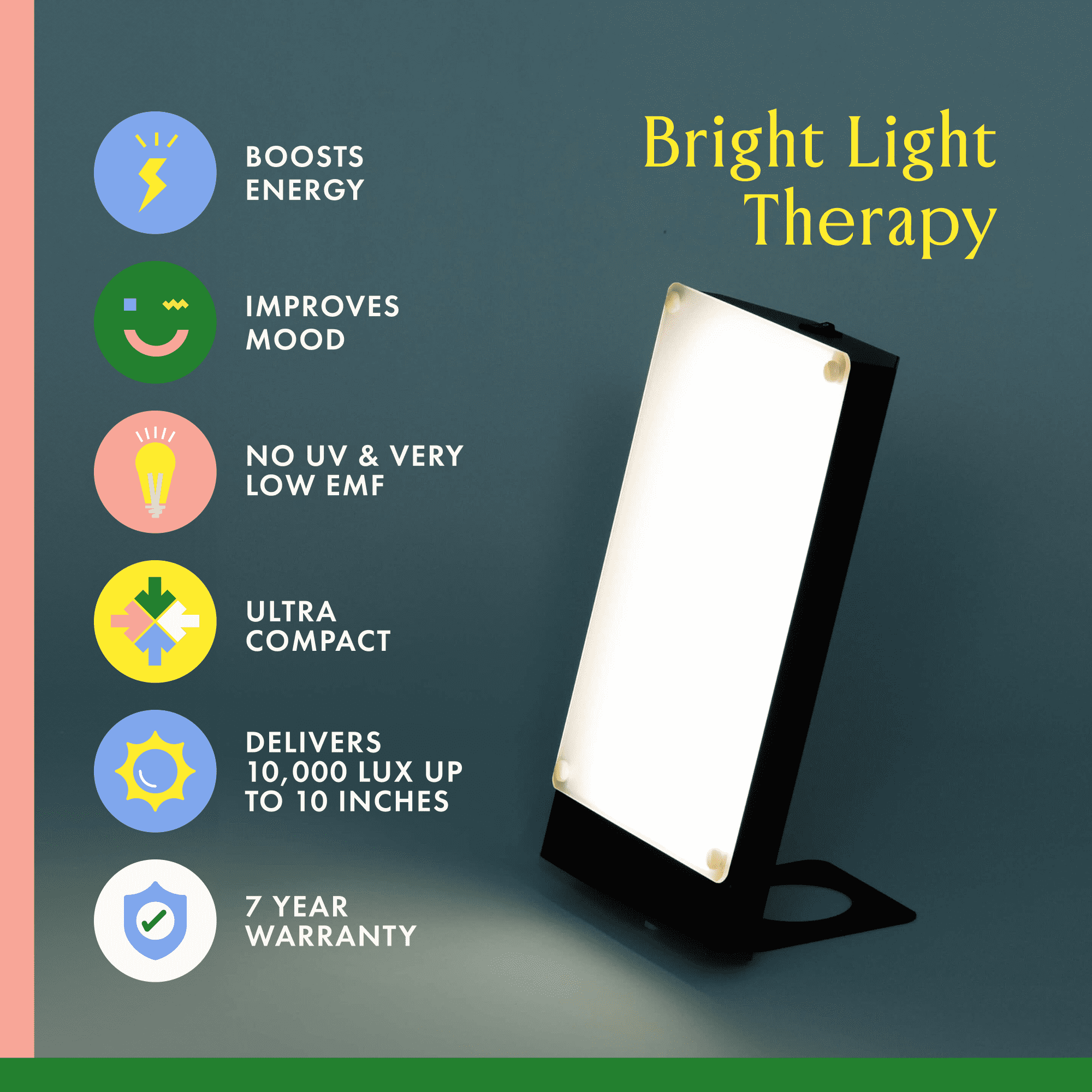 Northern Light Technologies Travelite - 10000 Lux Light Therapy Lamp - Full Spectrum Portable LED Lightbox Therapy Light for Natural Mood and Energy Enhancement, Sunlight Desk Lamp, Beige