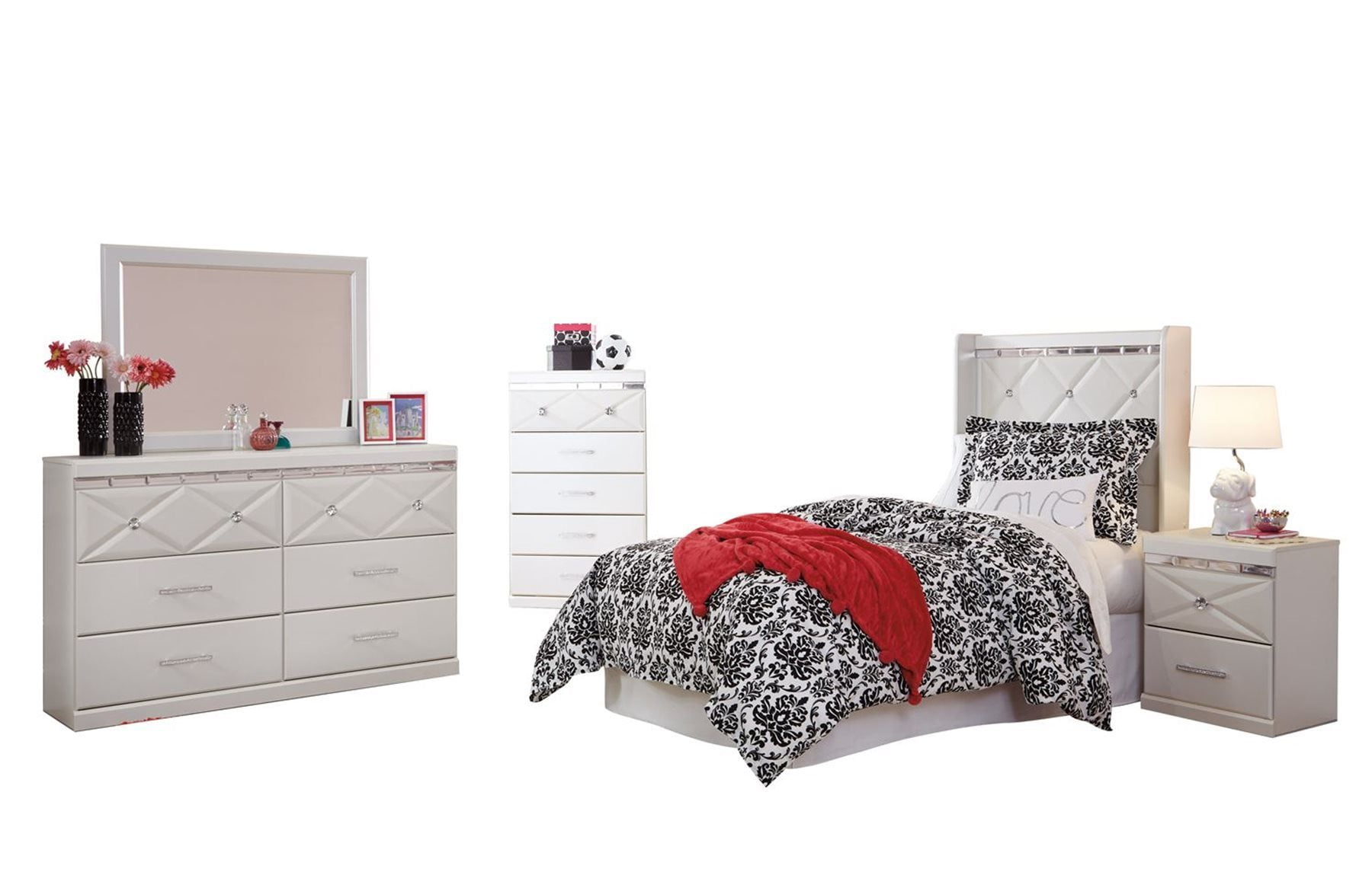 Ashley Furniture Dreamur 5 PC Bedroom Set Twin Panel Headboard Dresser