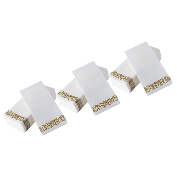TEHAUX 75Pcs Printed Paper Napkins White Six Fold Disposable Napkins for Formal Events