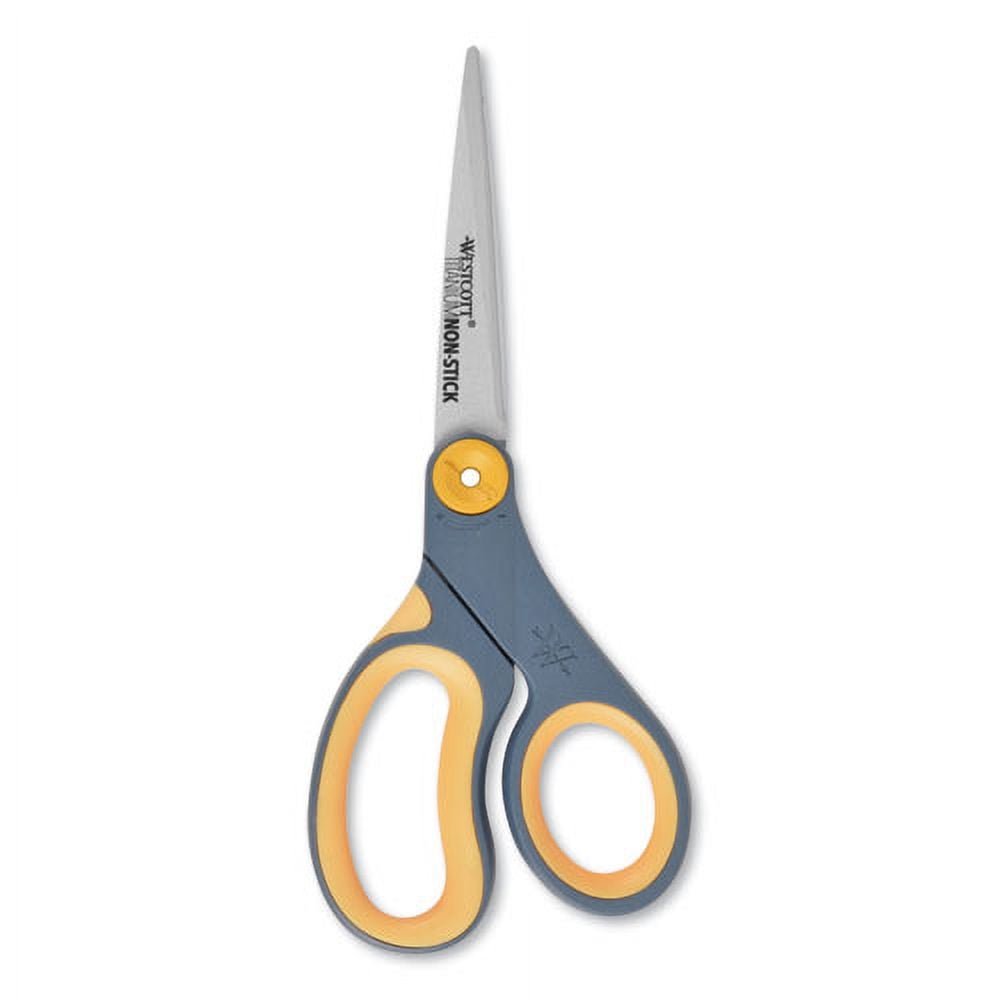Non-Stick Titanium Bonded Scissors, 8" Long, 3.25" Cut Length, Gray/yellow Straight Handle | Bundle of 10 Each