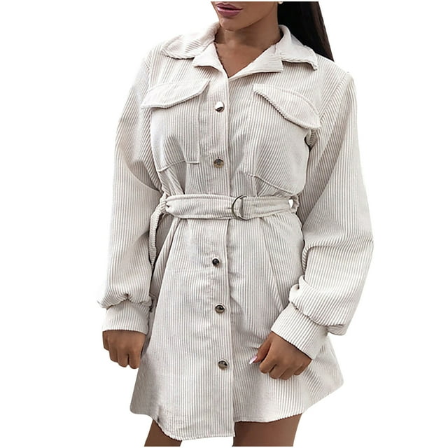Womens Jacket Winter Womens Pockets Buttons Long Sleeve Tops Outwear Solid Color Turn-down Collar Jacket Coat