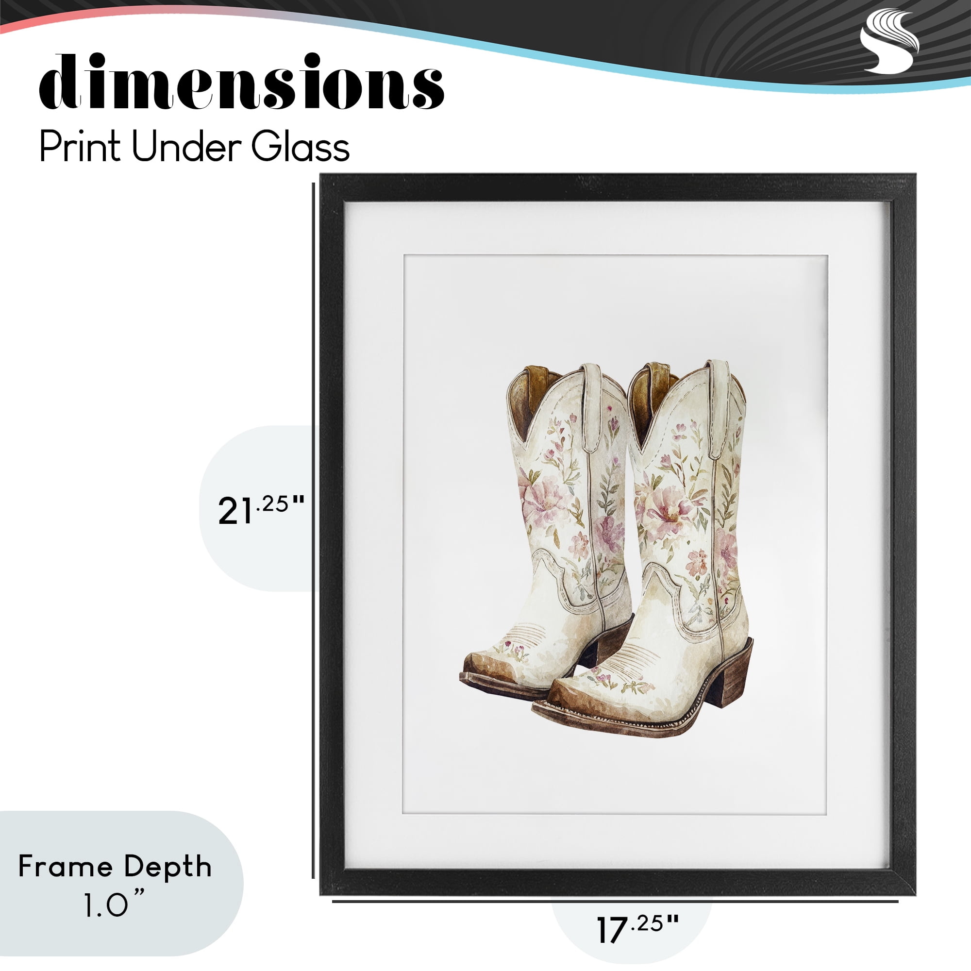 Stupell Industries Boots in Bloom Black Framed Print Under Glass, design by Svetlana Aleynikova