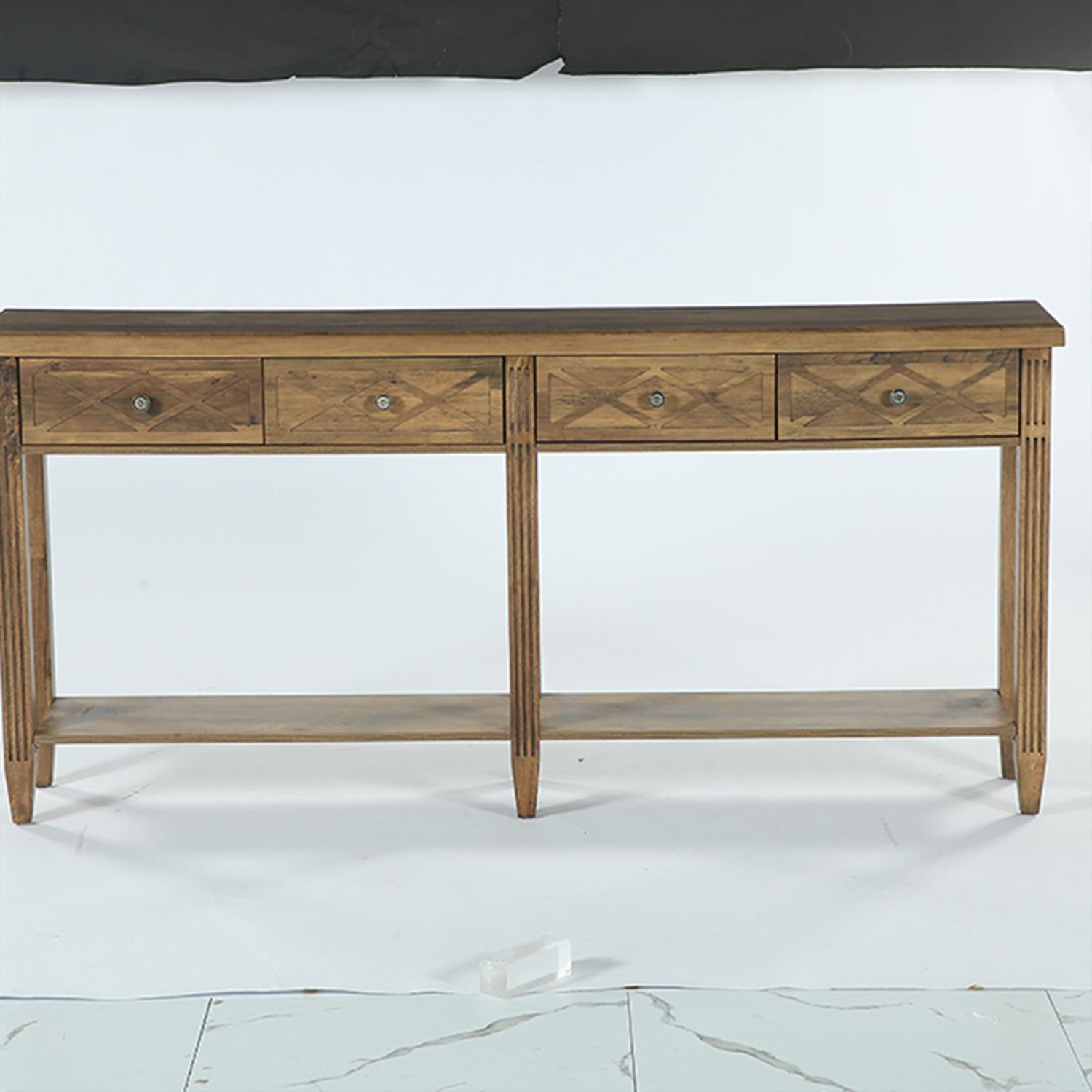 Demi Bonn 70.8" Console Table, 4 - Drawer Farmhouse Sofa Tables with Bottom Storage Tribesigns, Foyer Display Table, Brown