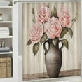 thumbnail image 6 of Creowell Pink Roses Pretty Shower Curtain Bathroom Decor Polyester Fiber Home Bathtubs Decoration Set with Hooks 36x72, 6 of 7