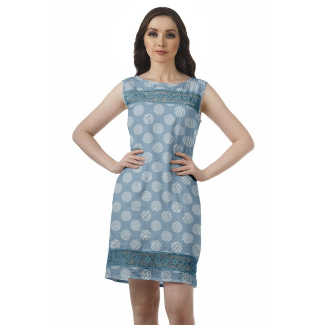 Moomaya Robe Tunique d'Été en Dentelle Sans Manches pour Femmes Grande Taille Robe Mini pour Femmes