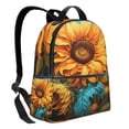 thumbnail image 2 of Lsque Deep Yellow Colorful Sunflower Pattern Backpack – School Travel Canvas Daypack with Ergonomic Padded Straps, Multiple Compartments & Leather Handle, 2 of 5