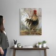 thumbnail image 4 of Cuadro decorativo lienzo pintura gallo de granja cresta roja plumas marrones y blancas fondo madera desgastada, arte rústico campestre vertical, decoración para cocina, comedor y cabaña, 4 of 6